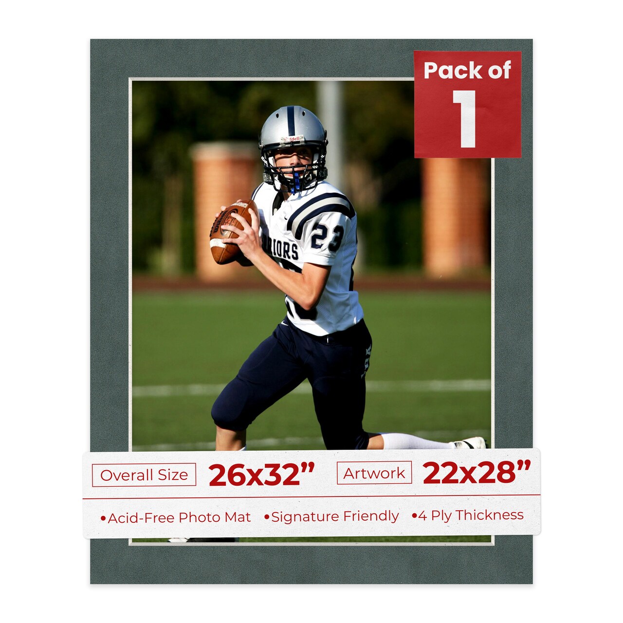 Dark Grey Suede Mat Board for 26x32 Frames - Fits 22x28 Photos